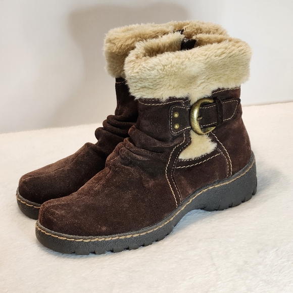 🐾 BareTraps Breesen Brown Suede Leather and Faux Fur Boots Size 7 - Picture 8 of 10